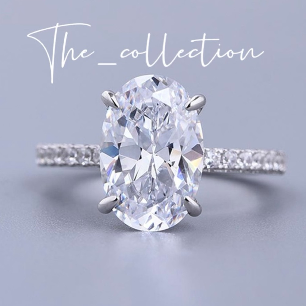 9CT 925 STERLING SILVER DIAMOND OVAL RING